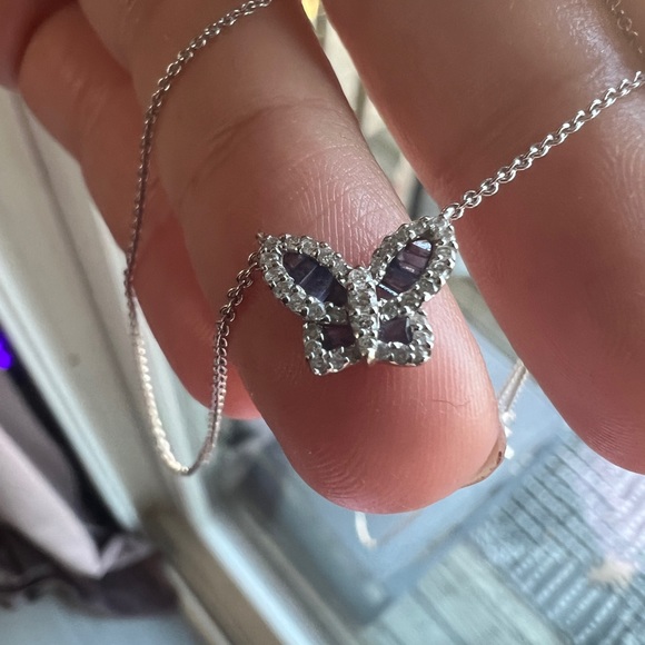 Nicole rose jewelry diamond purple sapphire butterfly necklace - Picture 9 of 16